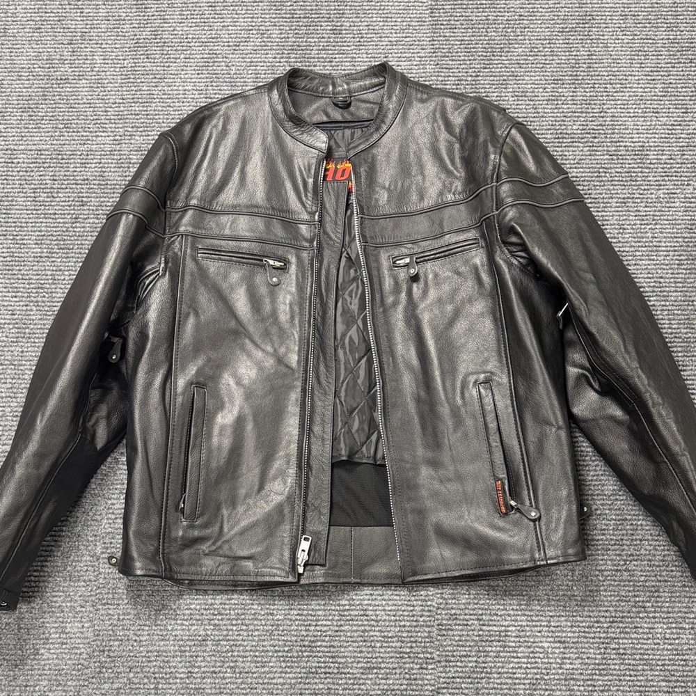 Hot Leathers JKM1011 Mens’s Black Leather Vented Motorcycle Racer Jacket